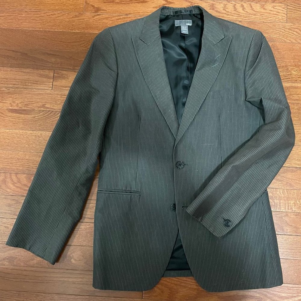 H&M gray pinstripe stripe blazer sports coat cotton blend 34R